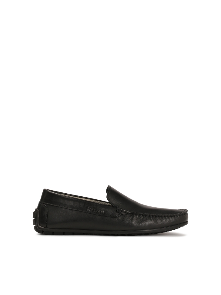 Black leather moccasins