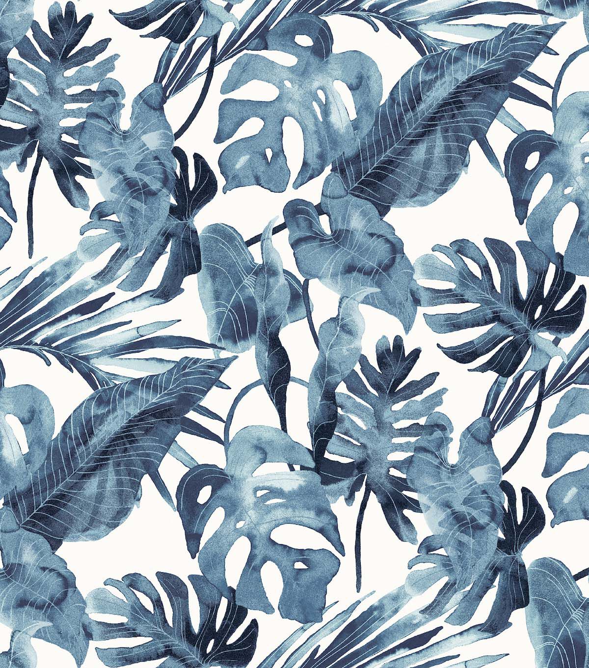 Tommy Bahama 20.5' x 18' Lapis Falling Fronds Peel & Stick Wallpaper