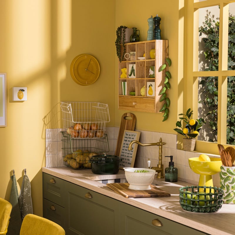 Decoratie schaal op voet - geel - &Oslash;20.3x20.3 cm