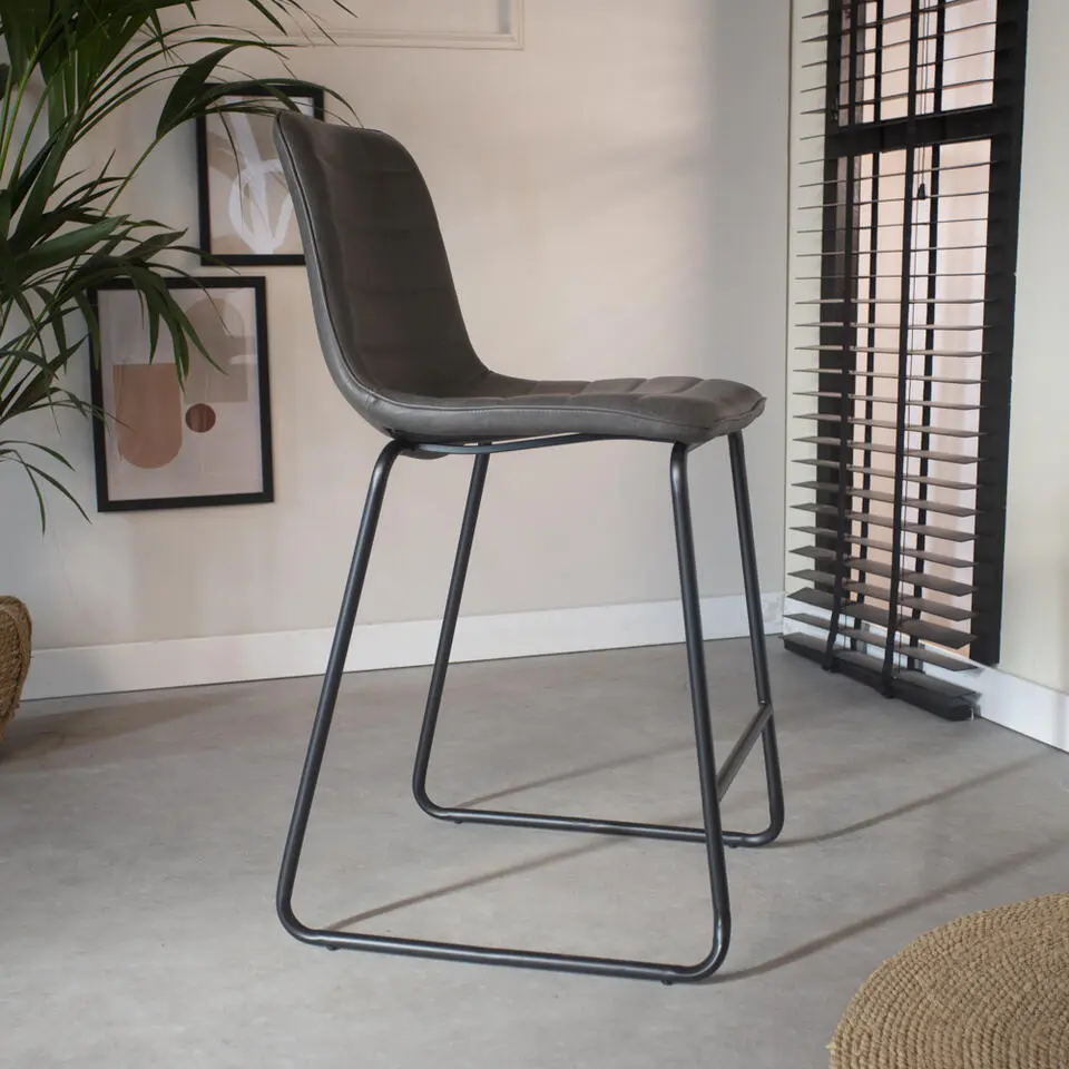 Industri?le barkruk Mark antraciet - Zithoogte 65 cm - Kunstleder - Grijs