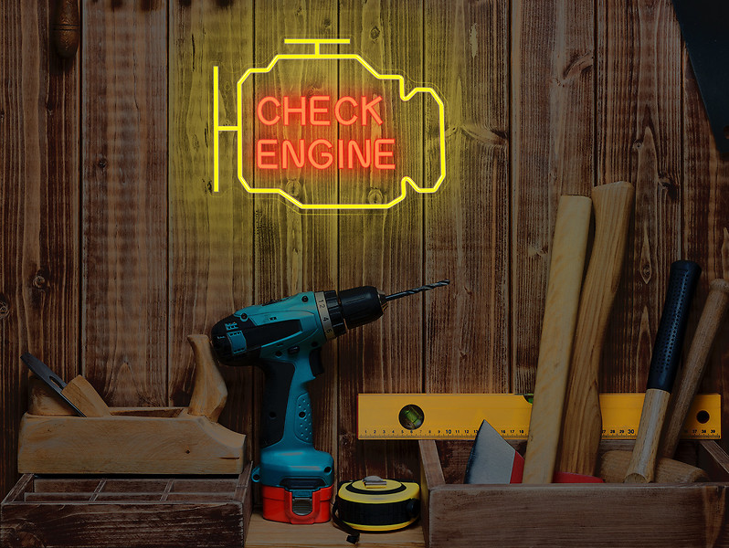 Kinkiet neonowy Check Engine LED czerwono-żółty