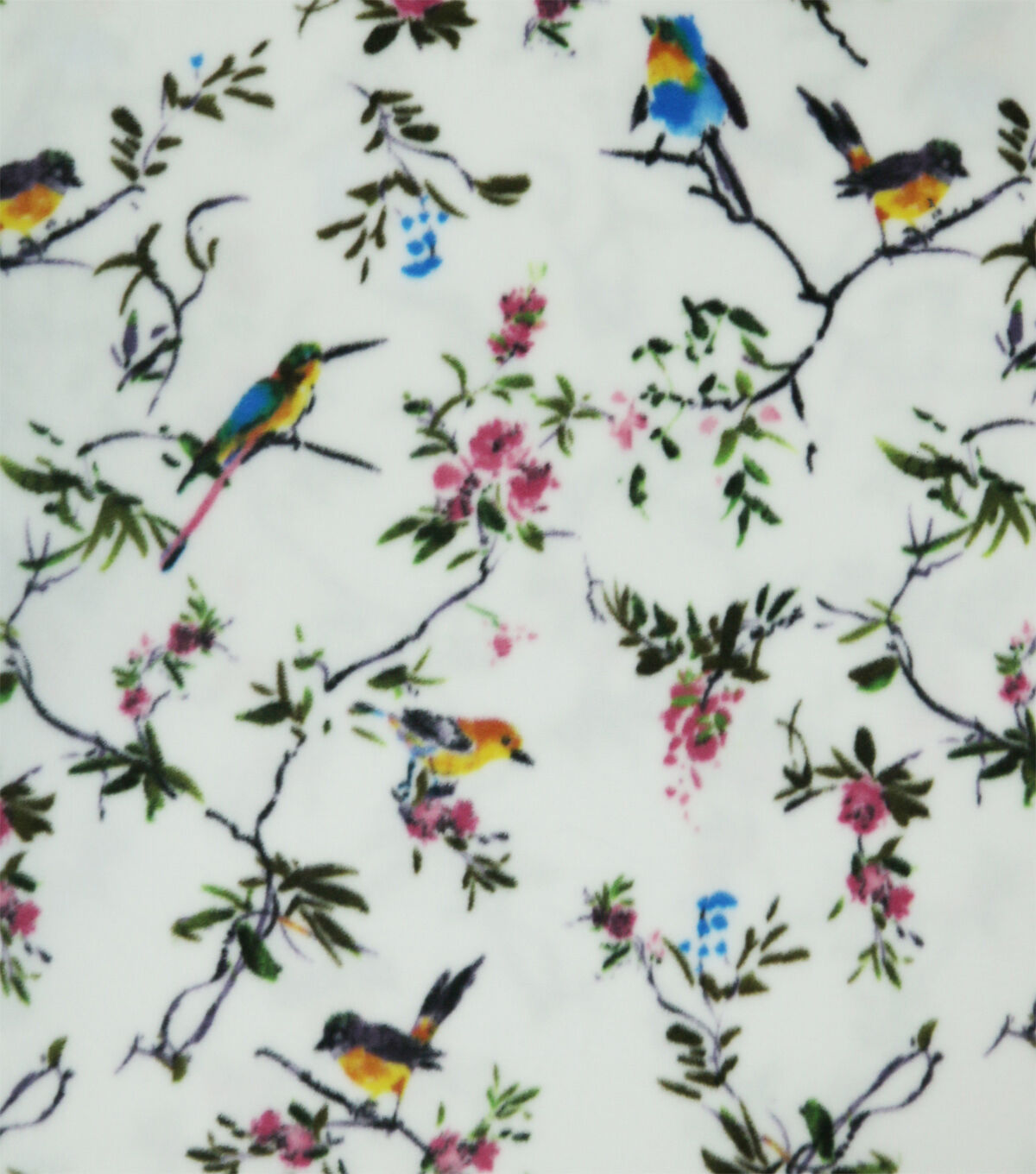 Birds & Branches on Mint Anti Pill Fleece Fabric