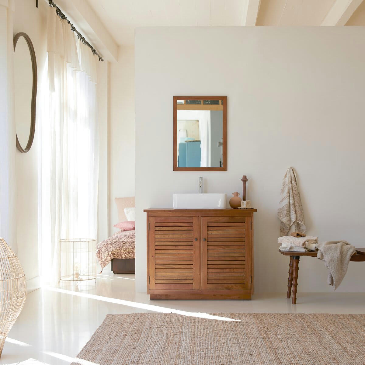 LOGGIA - Meuble sous vasque en acacia massif 95 cm