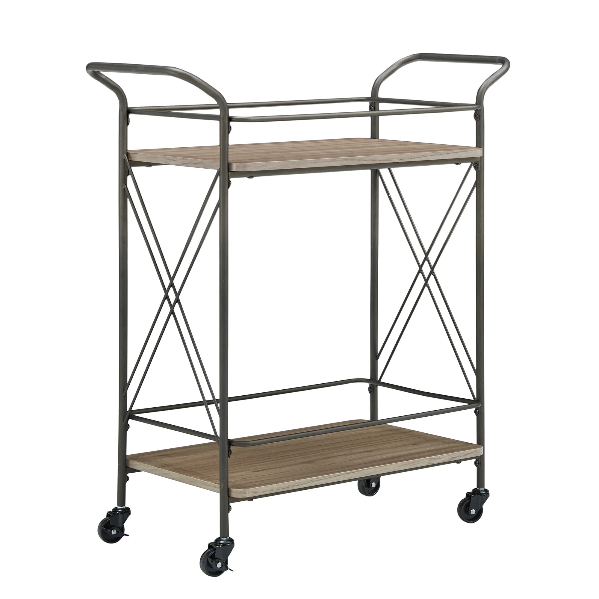 Sionis Bronze Finish and Wood Double-Cross Bar Cart by iNSPIRE Q Modern
