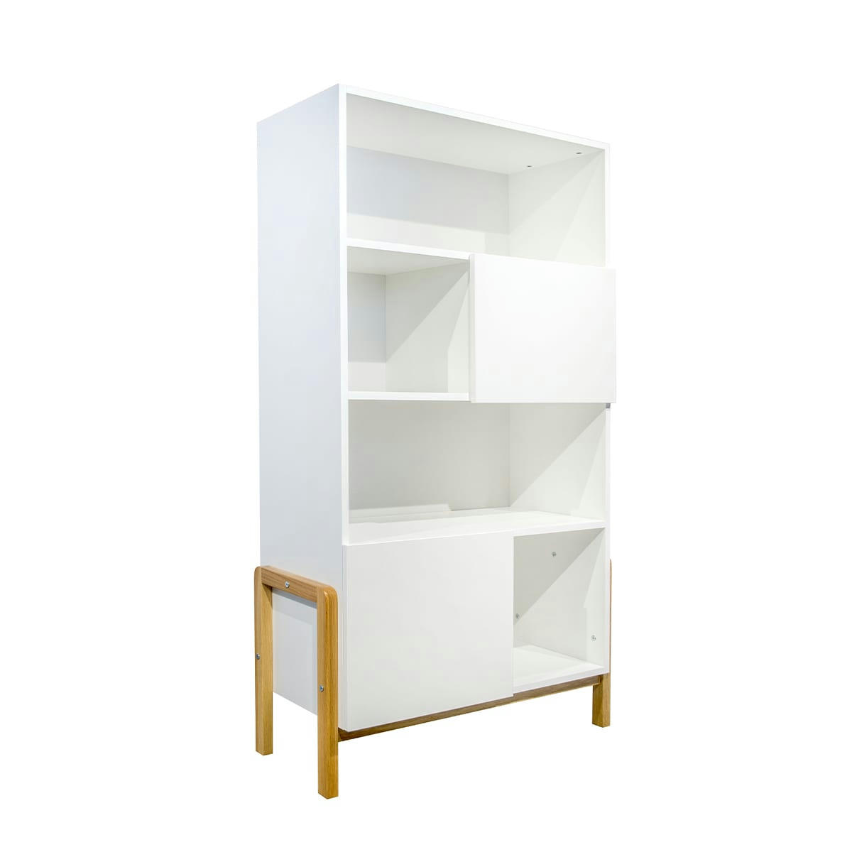 VICTOR - Bibliothèque 2 portes blanc naturel