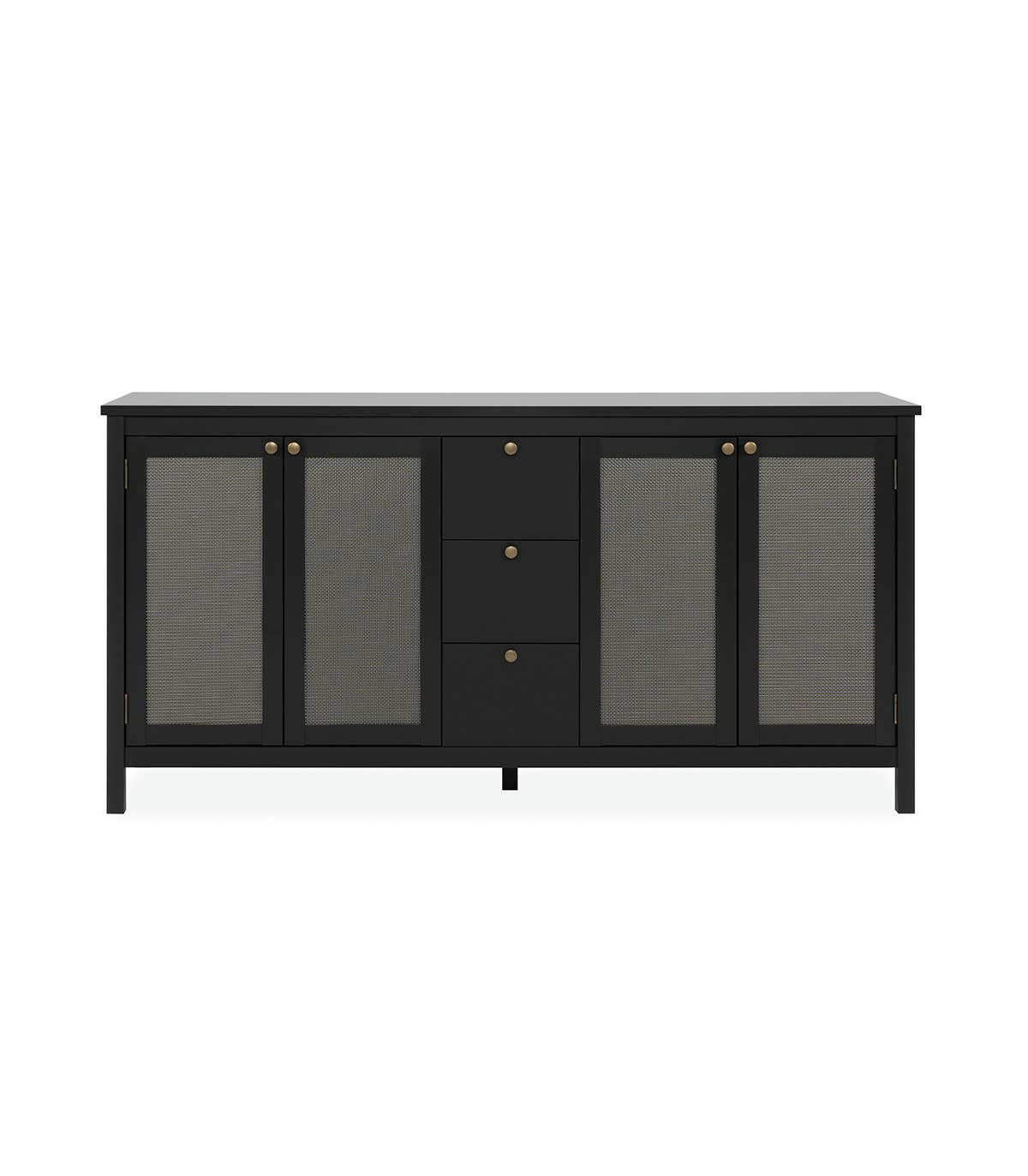 KRAKOW - Buffet 4 portes et 3 tiroirs effet bois et métal - L180 x H90 cm