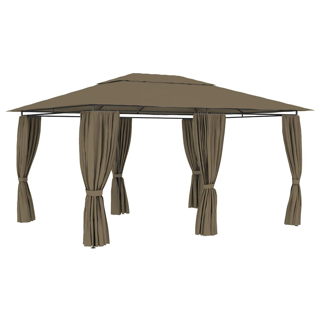 Altana Ogrodowa z Zasłonami Pergola Namiot Ogrodowy Taupe 4 x 3 m