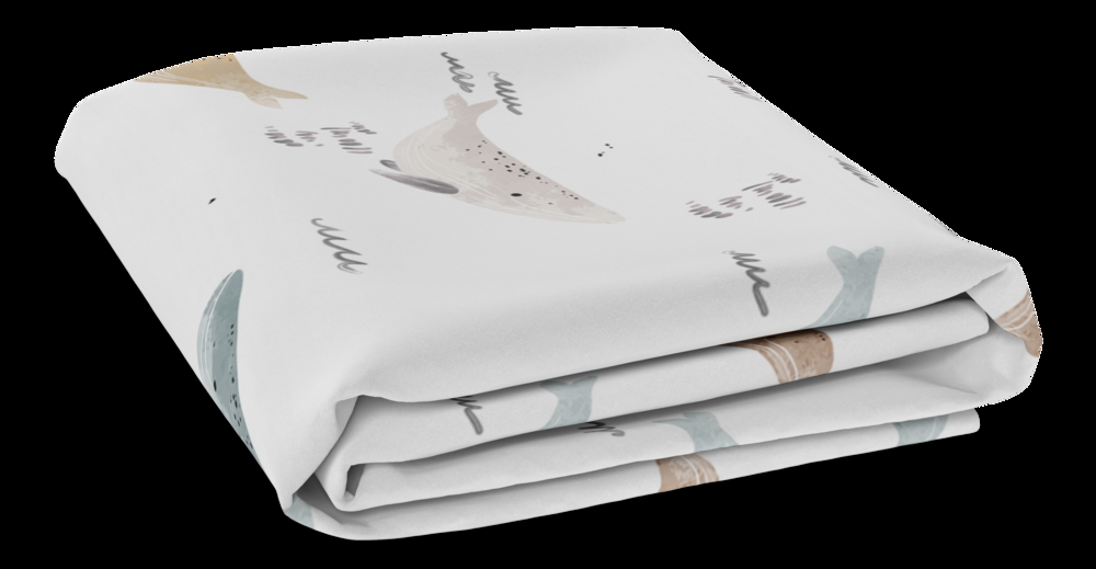 Kushies Fitted Percale Crib Sheet, Whales Pattern