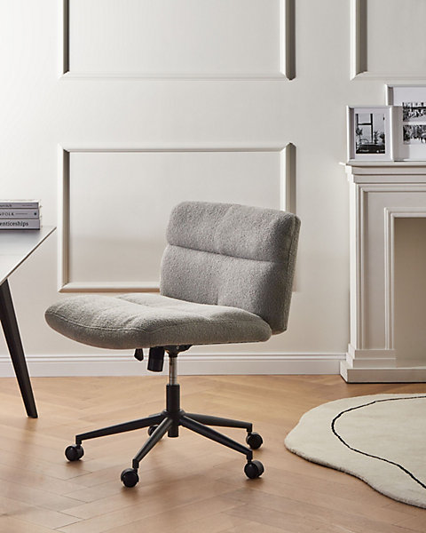 Chaise de bureau CATLIN Bouclé Gris clair