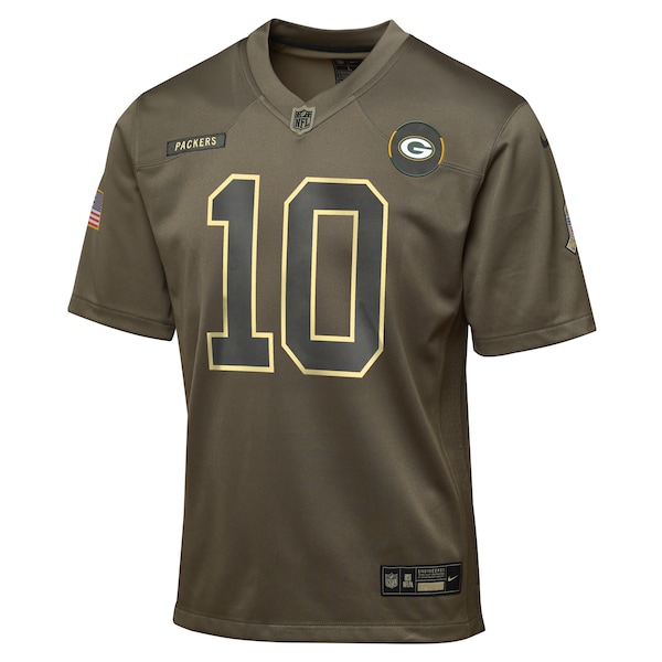 Jordan Love Green Bay Packers Nike Youth 2025 Salute to Service Game Jersey - Olive