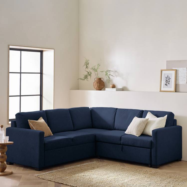 Habitat Reagan Fabric Corner Sofa Bed - Navy