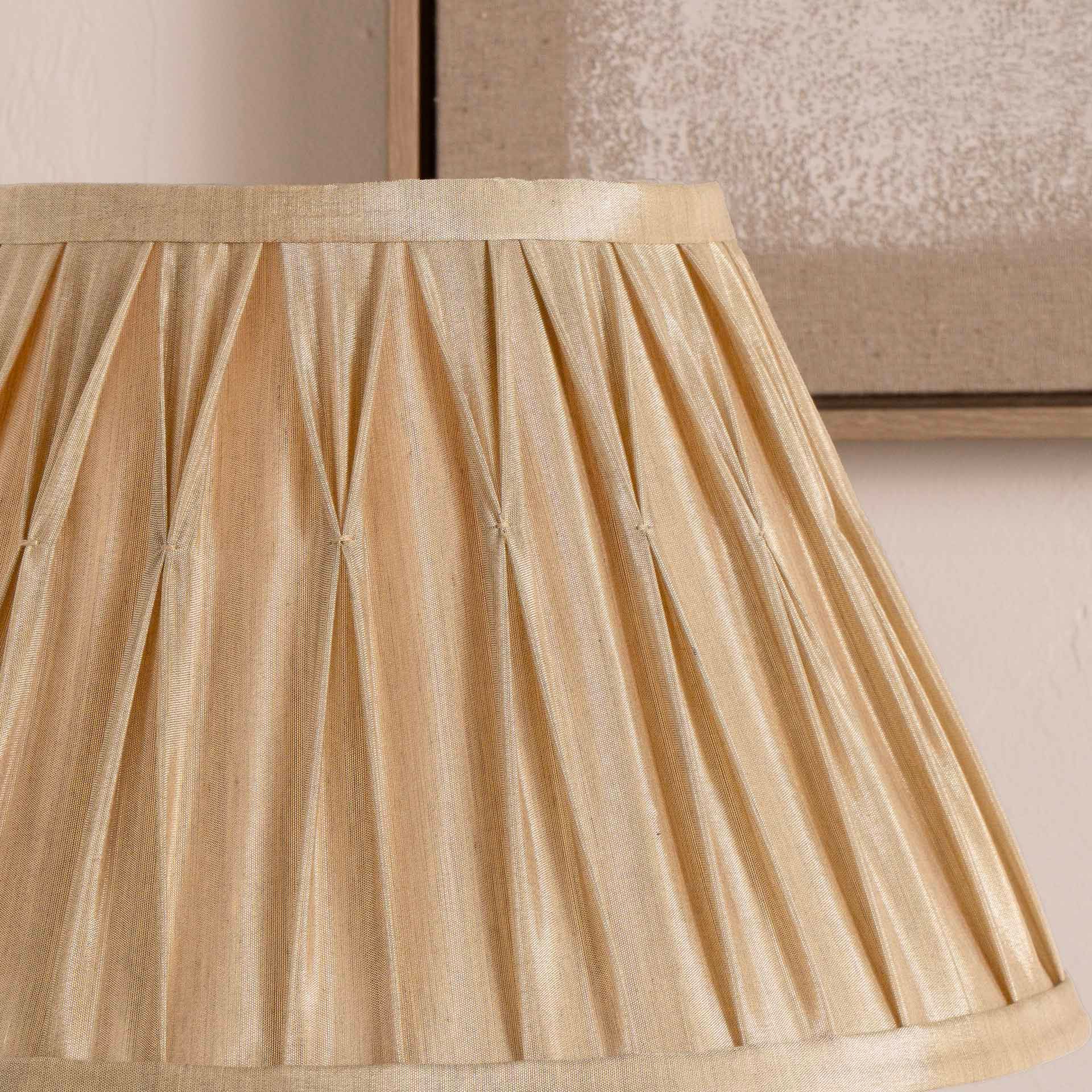 Ruma Champagne Poly Silk Pinch Pleat Lampshade For Table Lamps and Floor Lamps