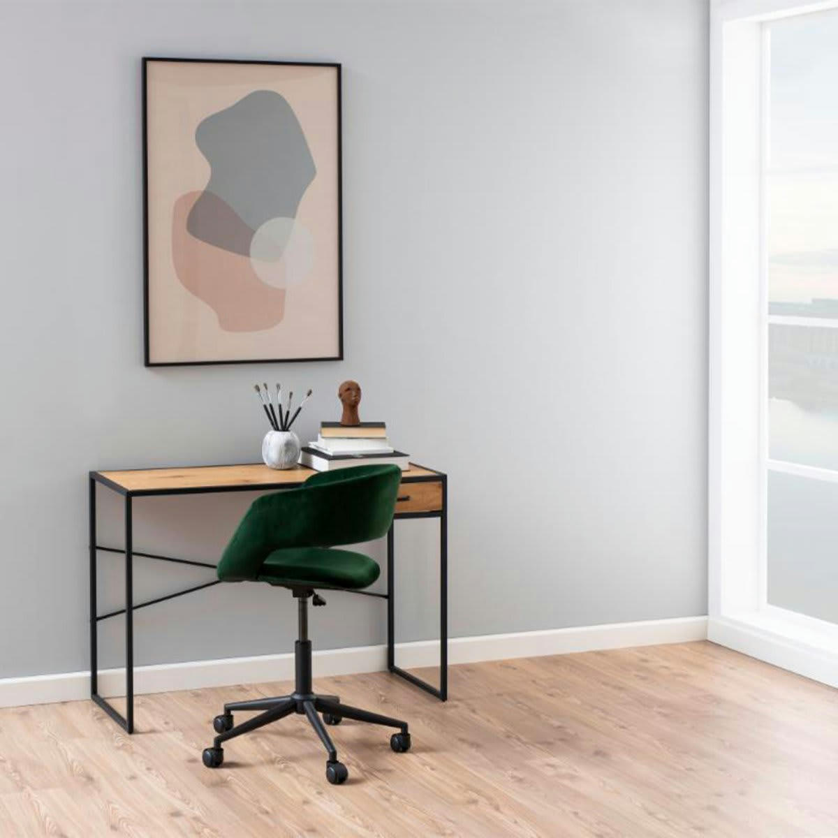 GRADE - Chaise de bureau moderne à roulettes en velours vert