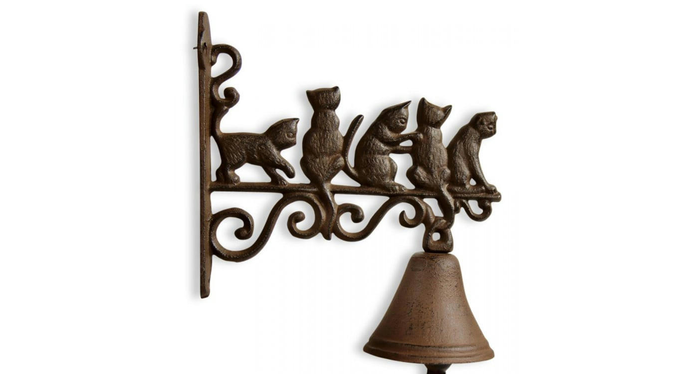 - Cloche Chats Fonte Marron 20.5x9x27cm