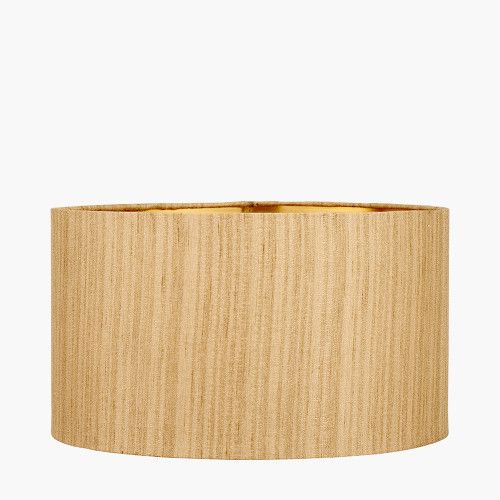 Ruma Gold Slubbed Faux Silk Gold Lined Cylinder Lampshade