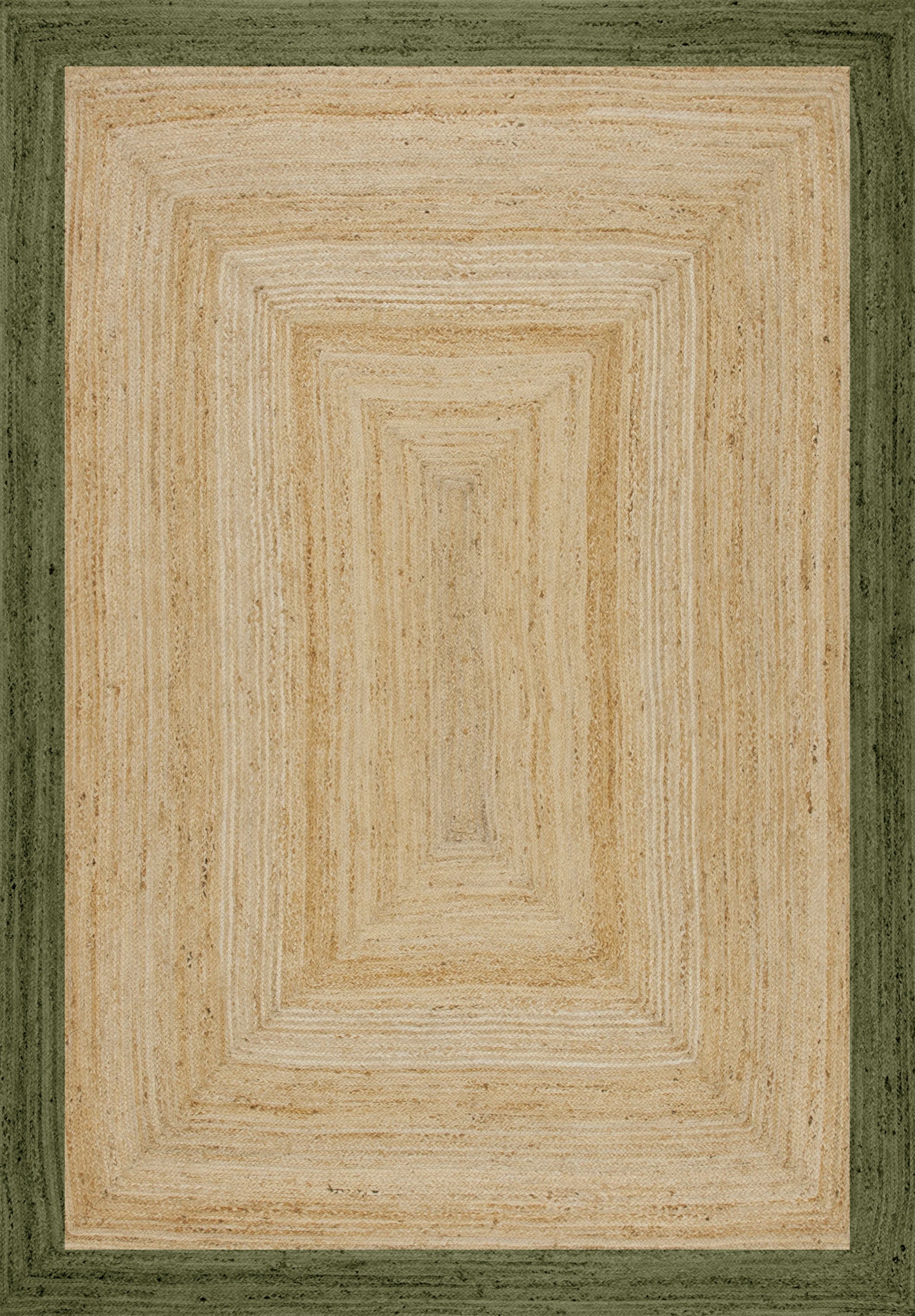 Mrcarpet jute vloerkleed - naturel/groen - 140 x 200 cm