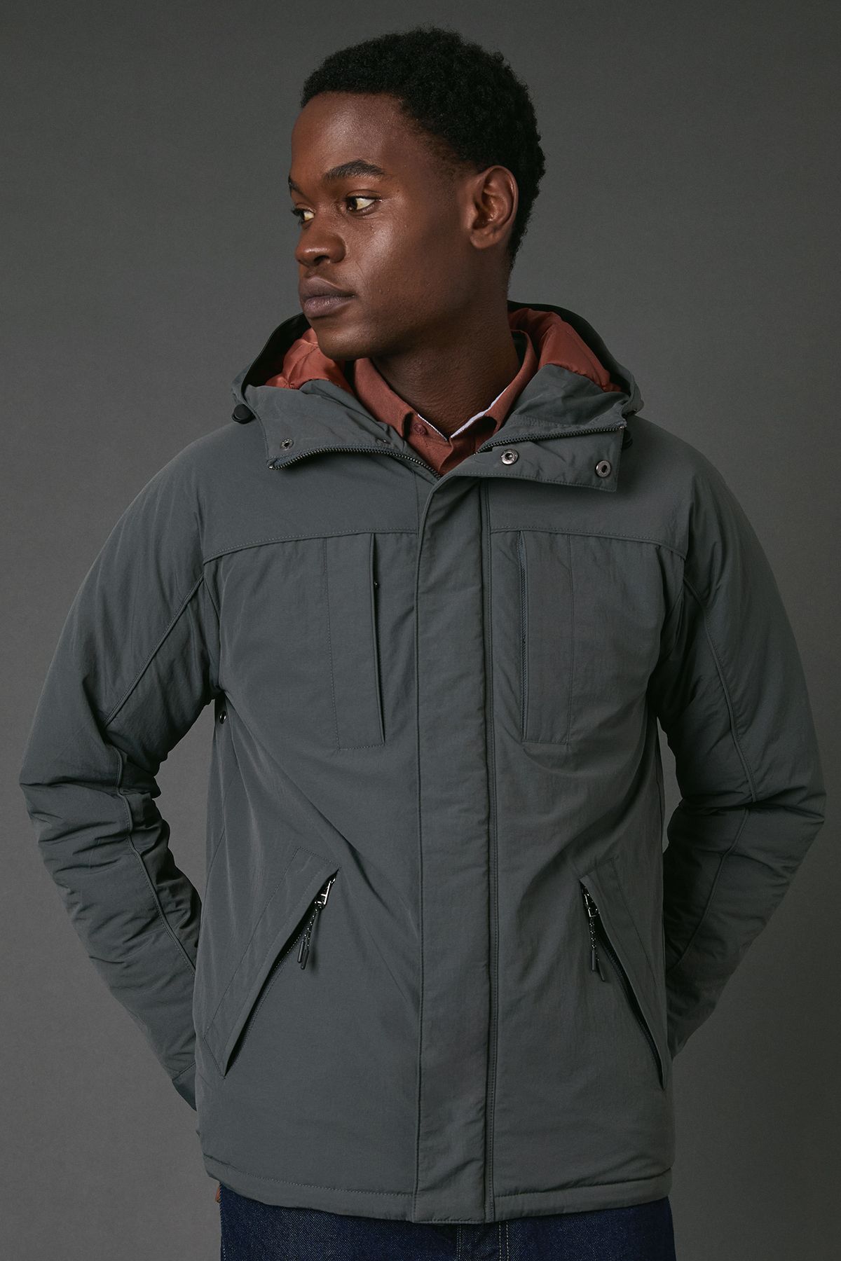 Maine Dark Grey Padded Parka