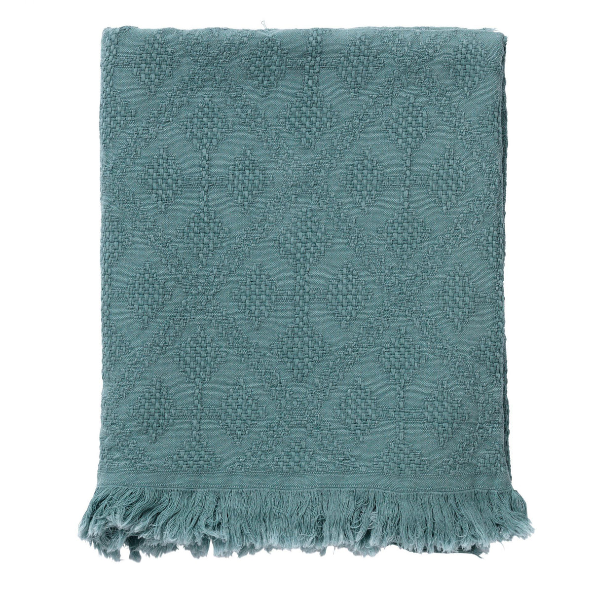 BELLE - plaid 130x180 cm - 100% katoen - geweven patroon - Sagebrush Green - groen