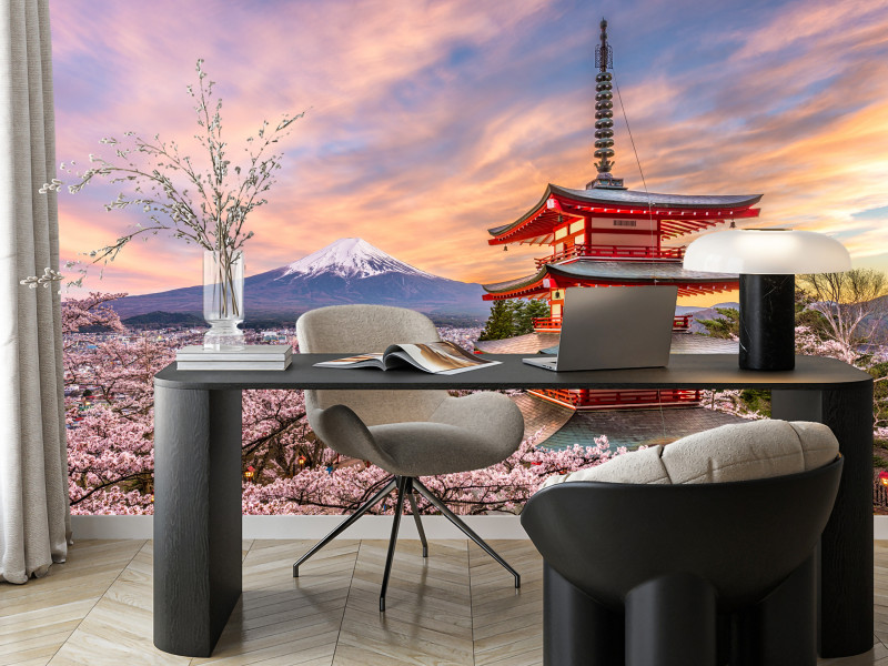 Fototapeta Japońska pagoda wiosną 100x70cm