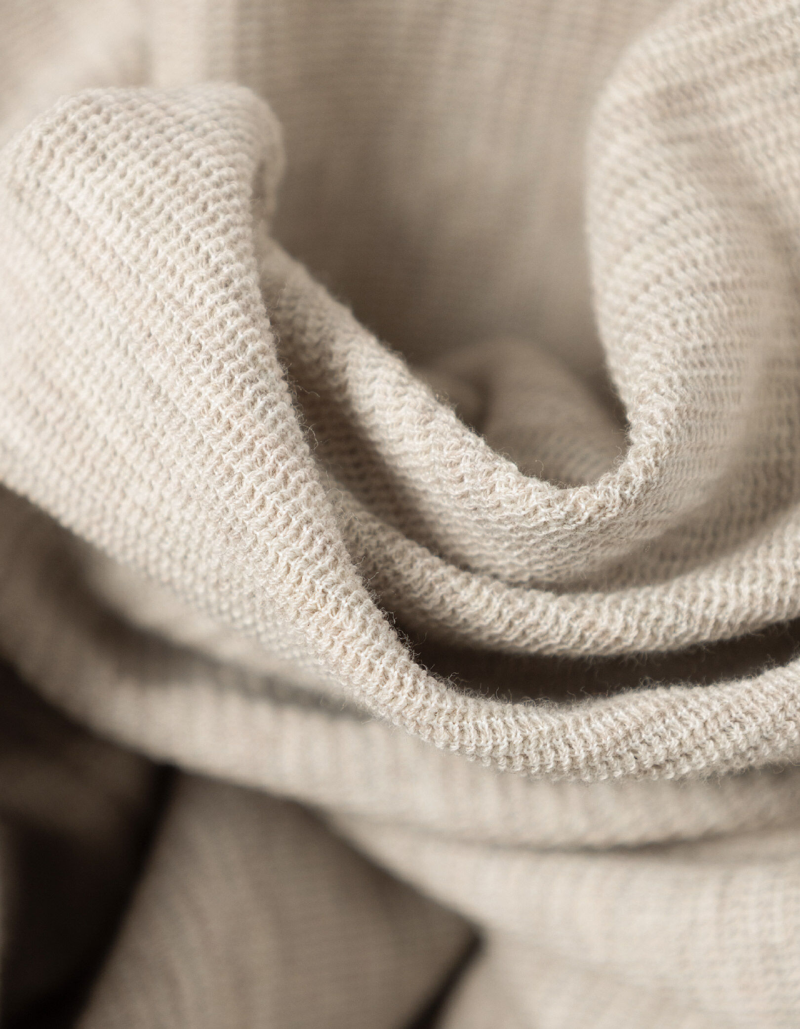 T-shirt à capuche beige maille relief Homme