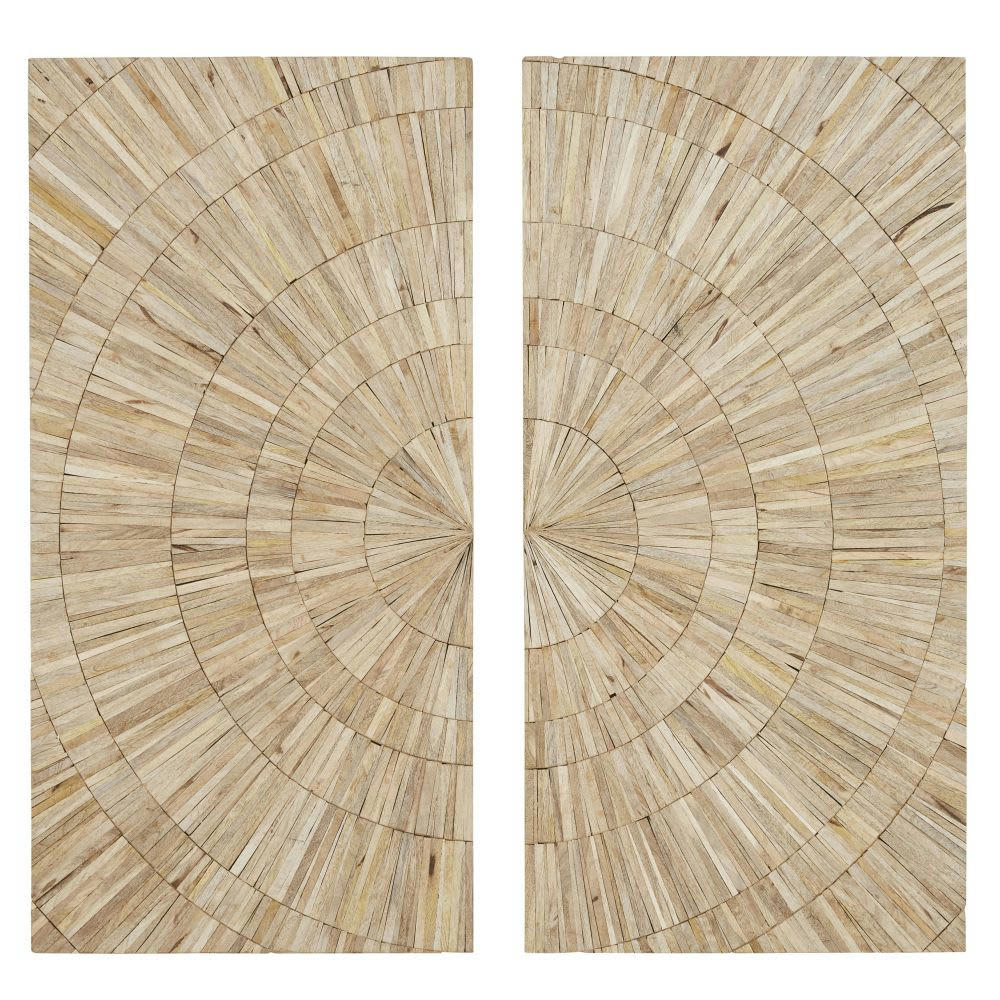 ADAMA - Diptyque en bois de manguier gravé beige 100x100