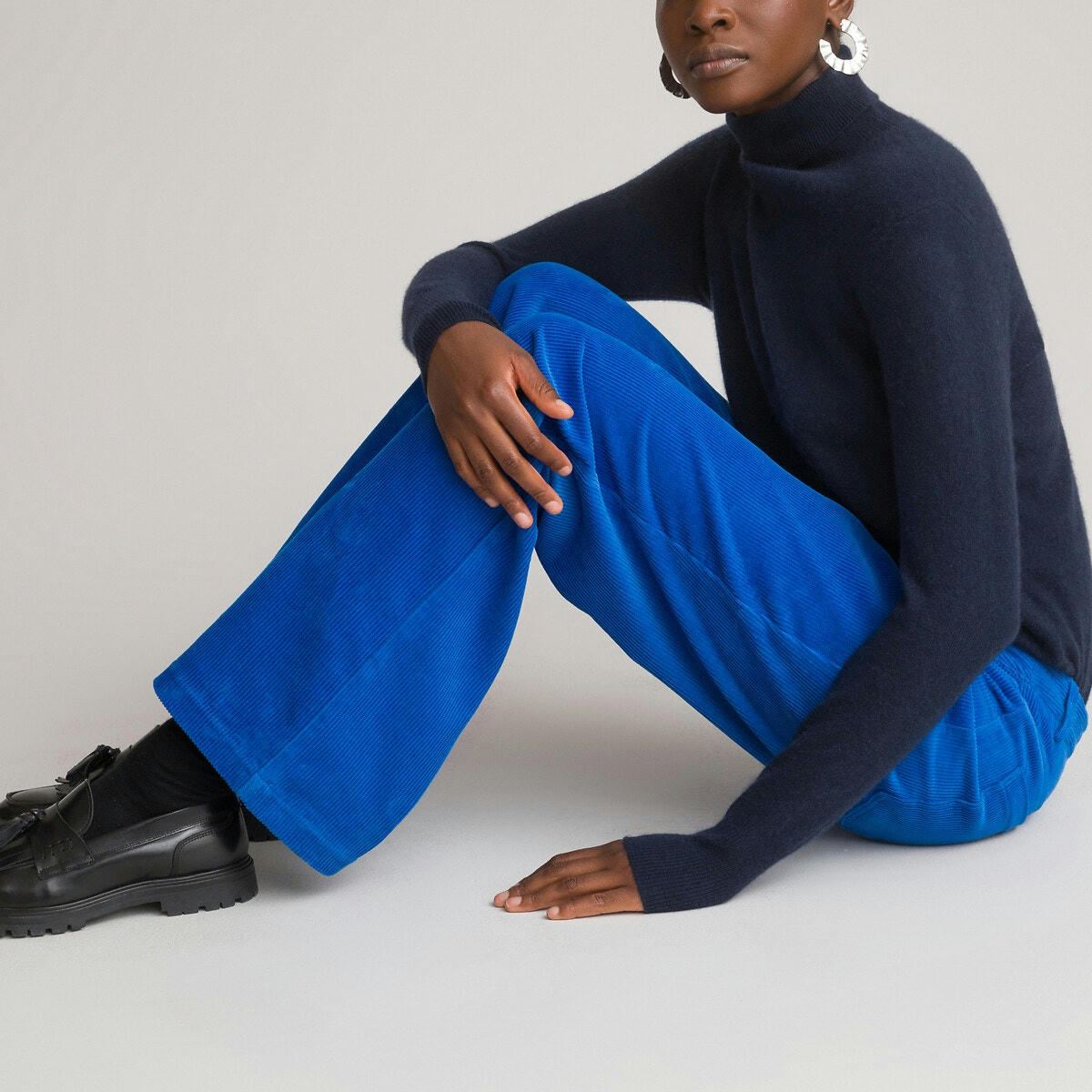 Pantalon large en velours, taille standard