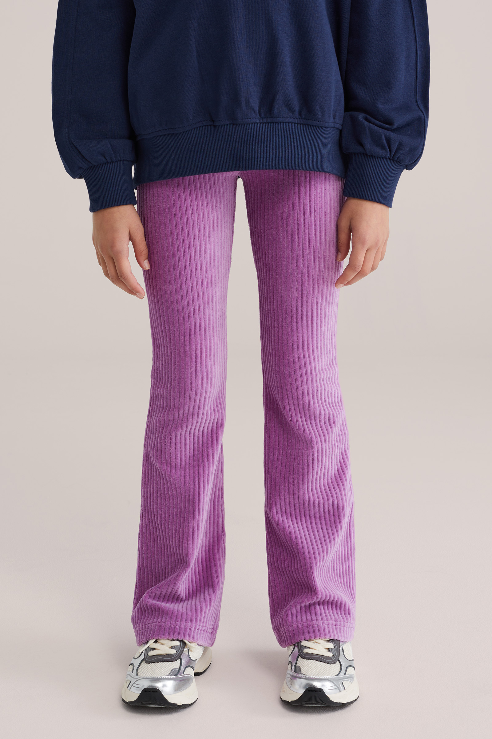 Meisjes velvet flared legging van ribstof