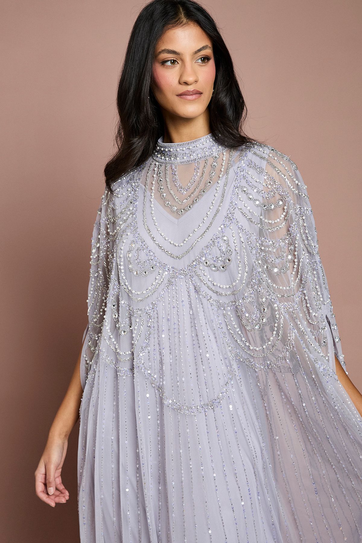 Coast Petite Heavily Embellished Chiffon Maxi Dress