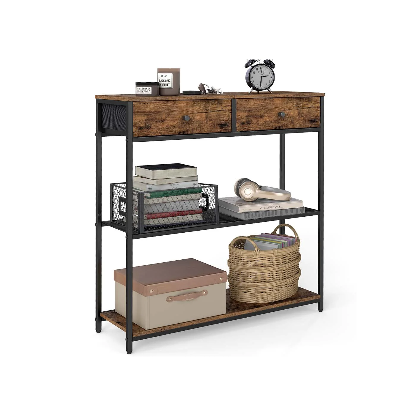 Console étroite à tiroirs tissu pour rangement ordonné et pratique