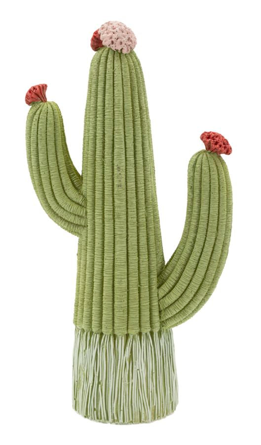 Cactusvormig beeldje van veelkleurige hars 13x7x25 cm