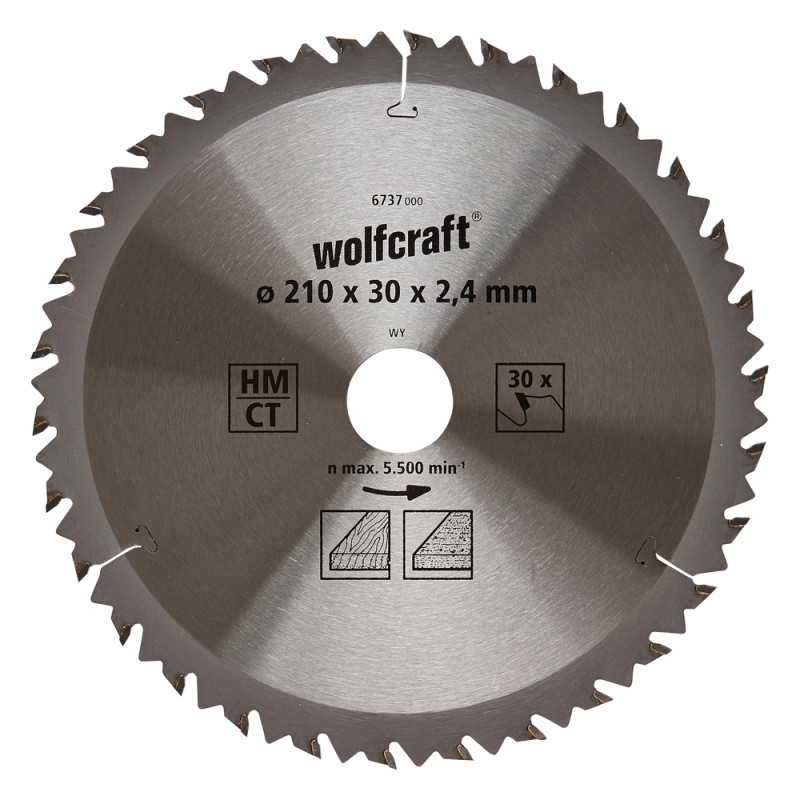 Lame de scie circulaire pour panneaux agglomérés Ø 210 x 30 mm WOLFCRAFT