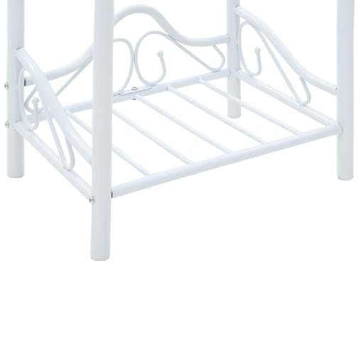NNEVL Bedside Table Steel and Tempered Glass 45x30.5x60 cm White