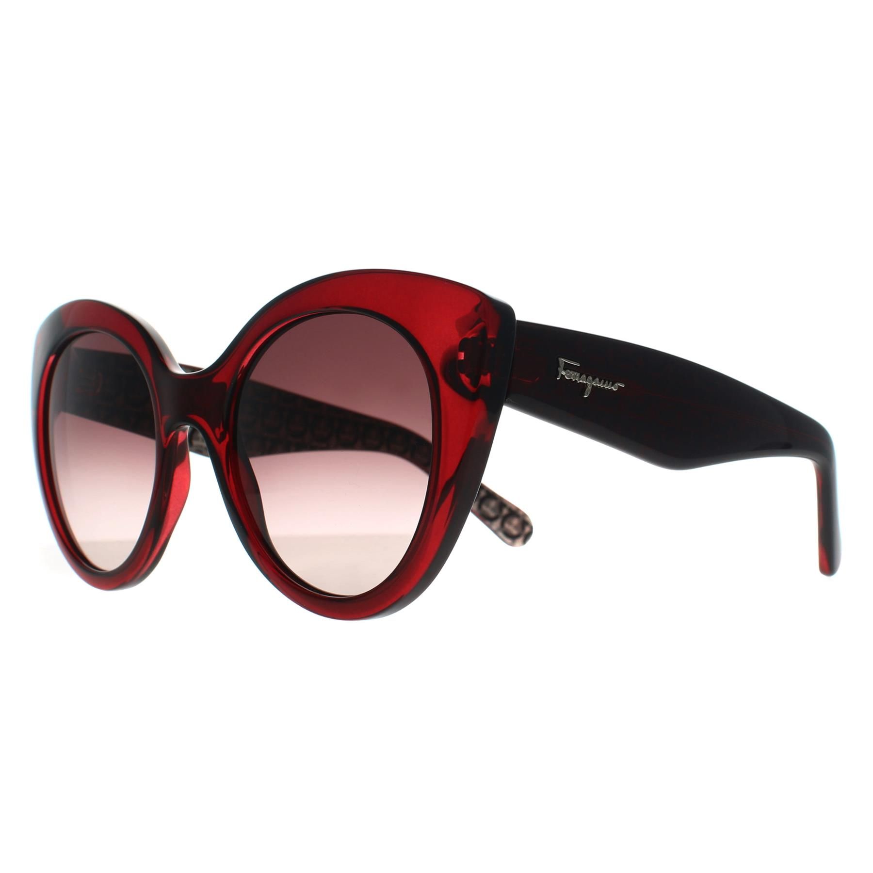 Salvatore Ferragamo Cat Eye Crystal Burgundy Grey Gradient SF964S