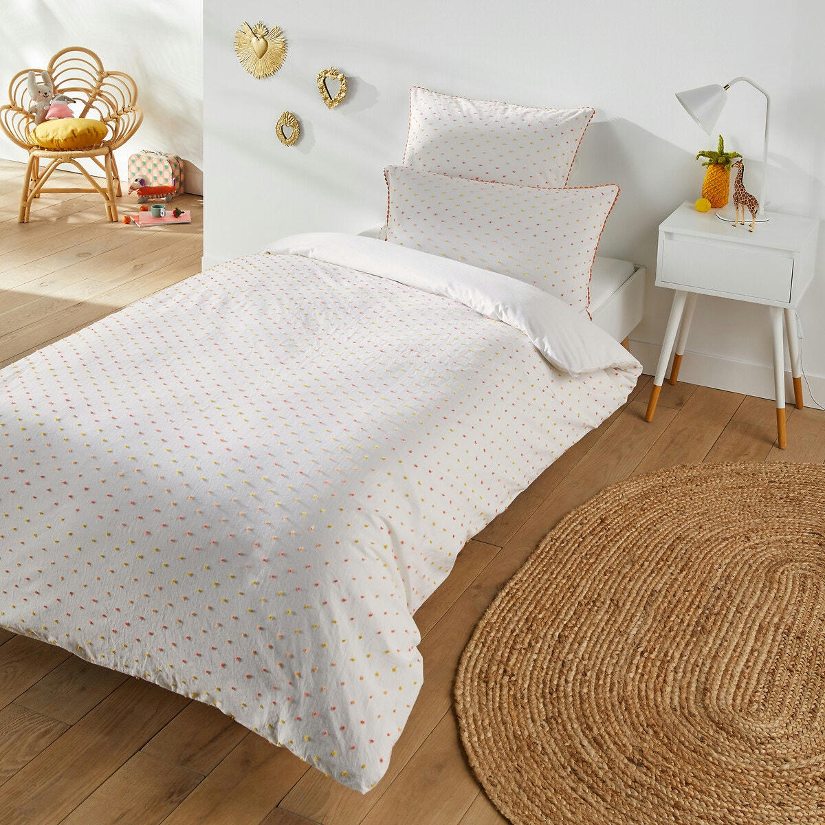 Housse de couette en coton lavé, Tutti Plumetis