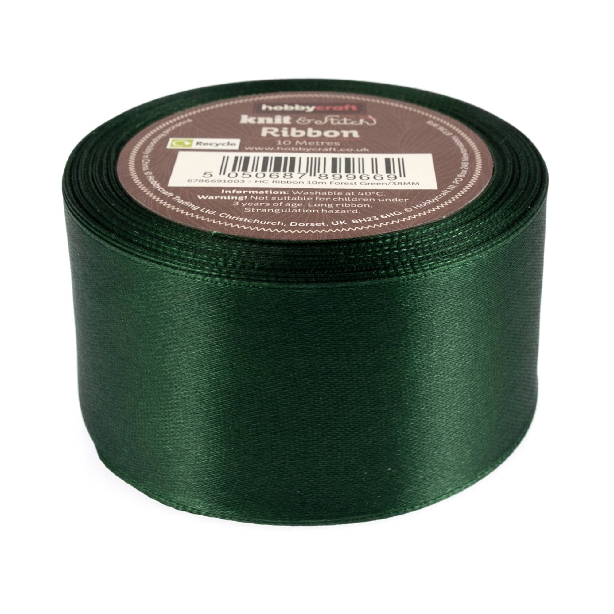 Forest Green Satin Ribbon 38mm x 10m