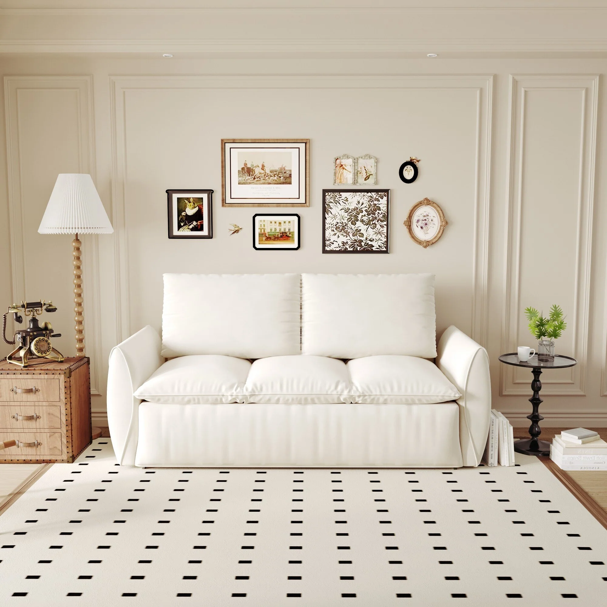 3-Seat Convertible Sleeper Sofa Bed with 2-in-1 Pillow & Blanket Set