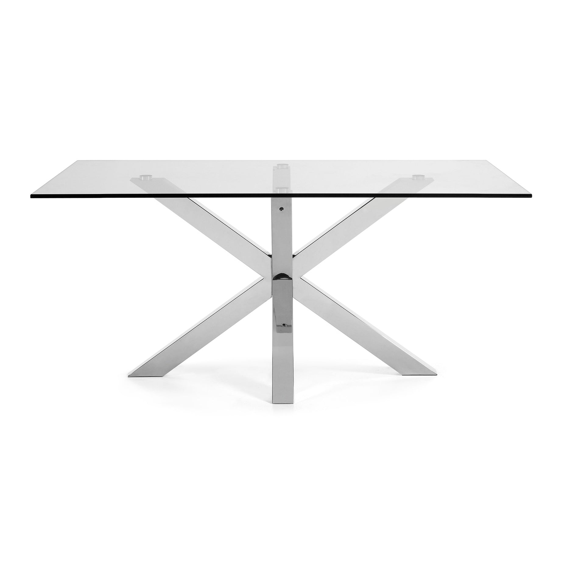 Kave Home Argo Eettafel - 160 x 90 cm - Glas / Zilver