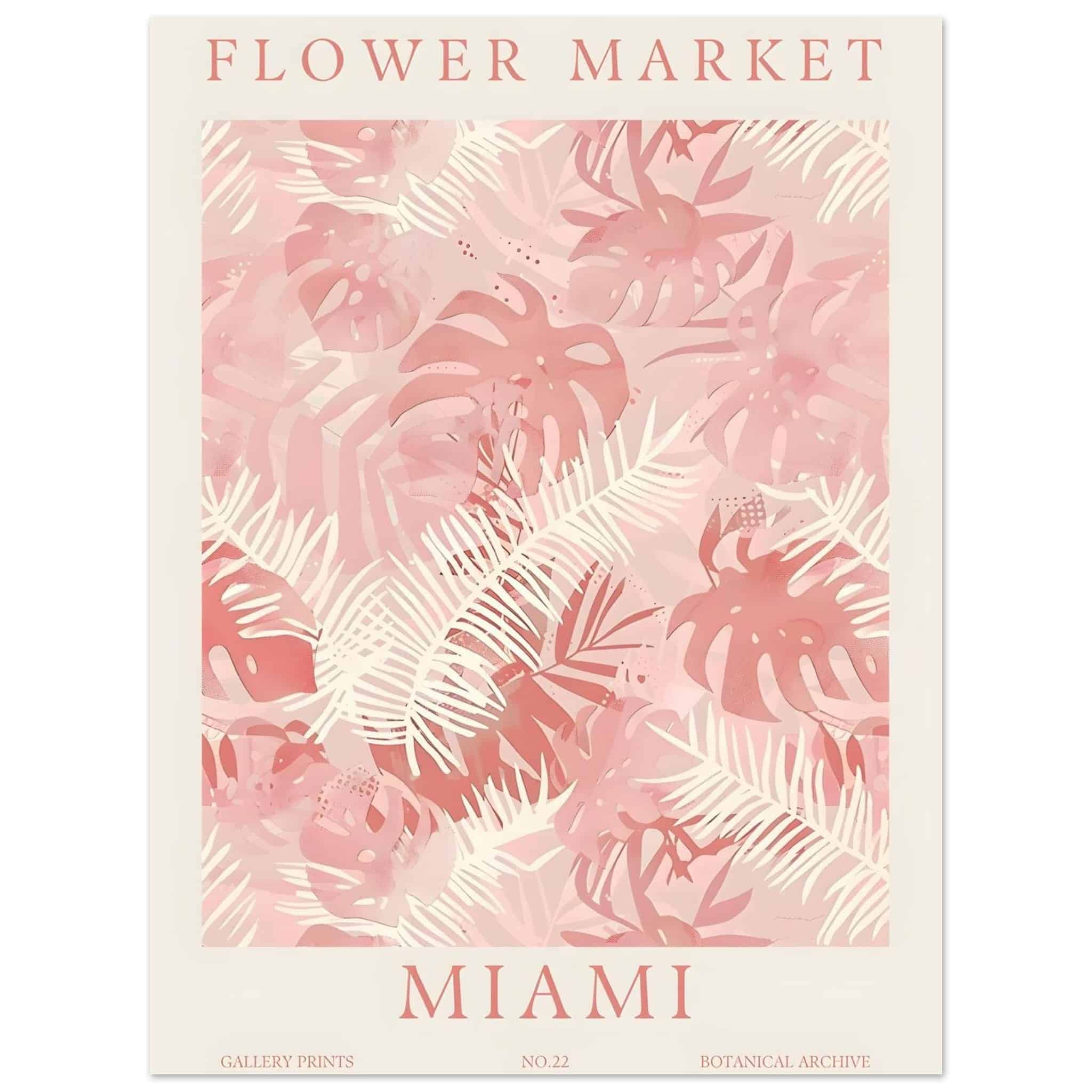 Artfulprints Poster Flower market - Miami  - 30x40 cm - Roze