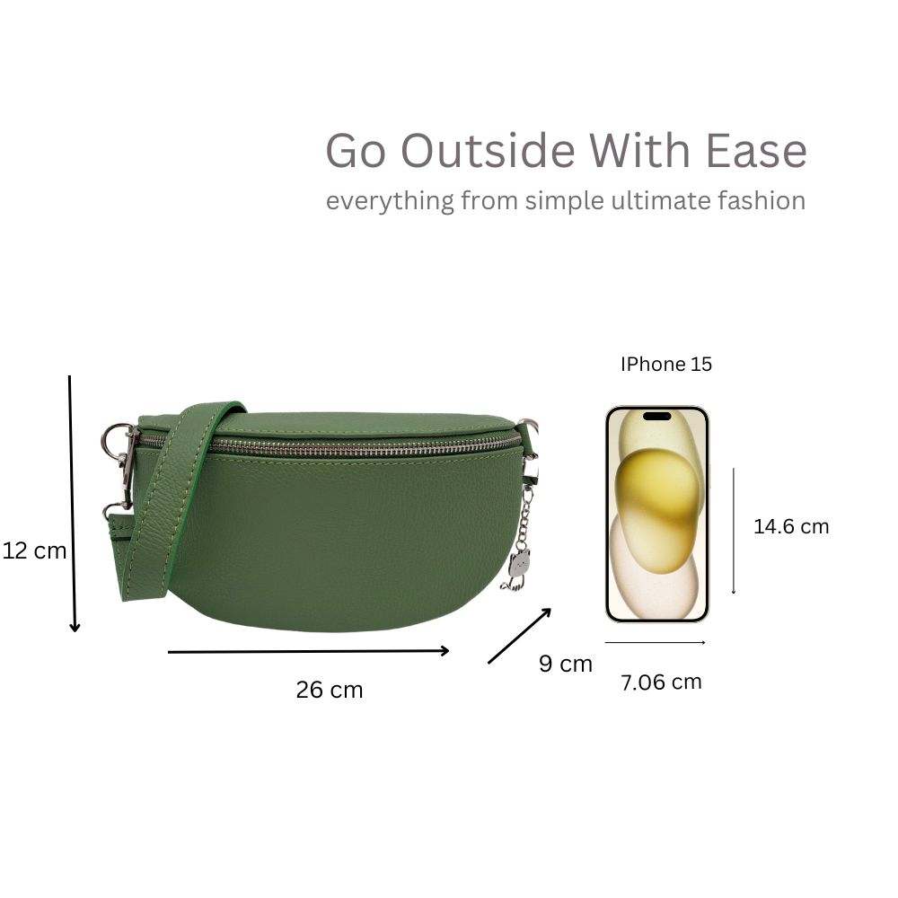 Kitise Italian Real Leather Bum Bag Style Crossbody Bag
