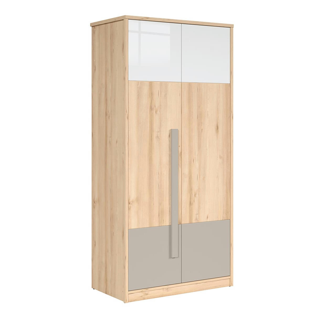 - Armoire 2 portes naturel gris et blanc