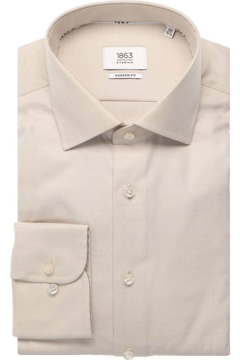 ETERNA 1863 Modern Fit Hemd beige/braun, Strukturiert
