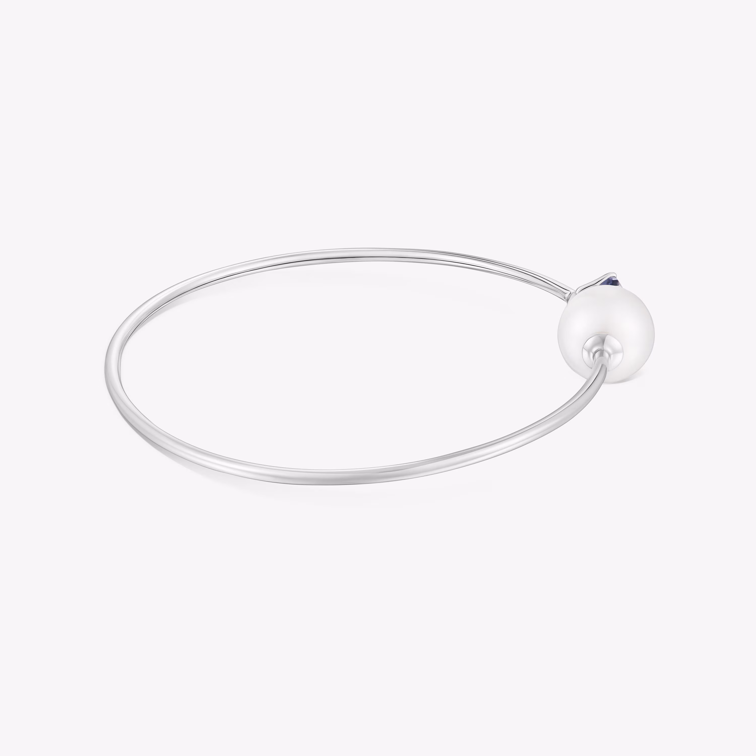 Pulsera esclava de oro blanco, iolita y perla cultivada Ivette