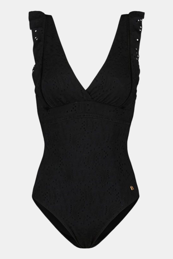 Beachlife Black Embroidery Padded Badpak