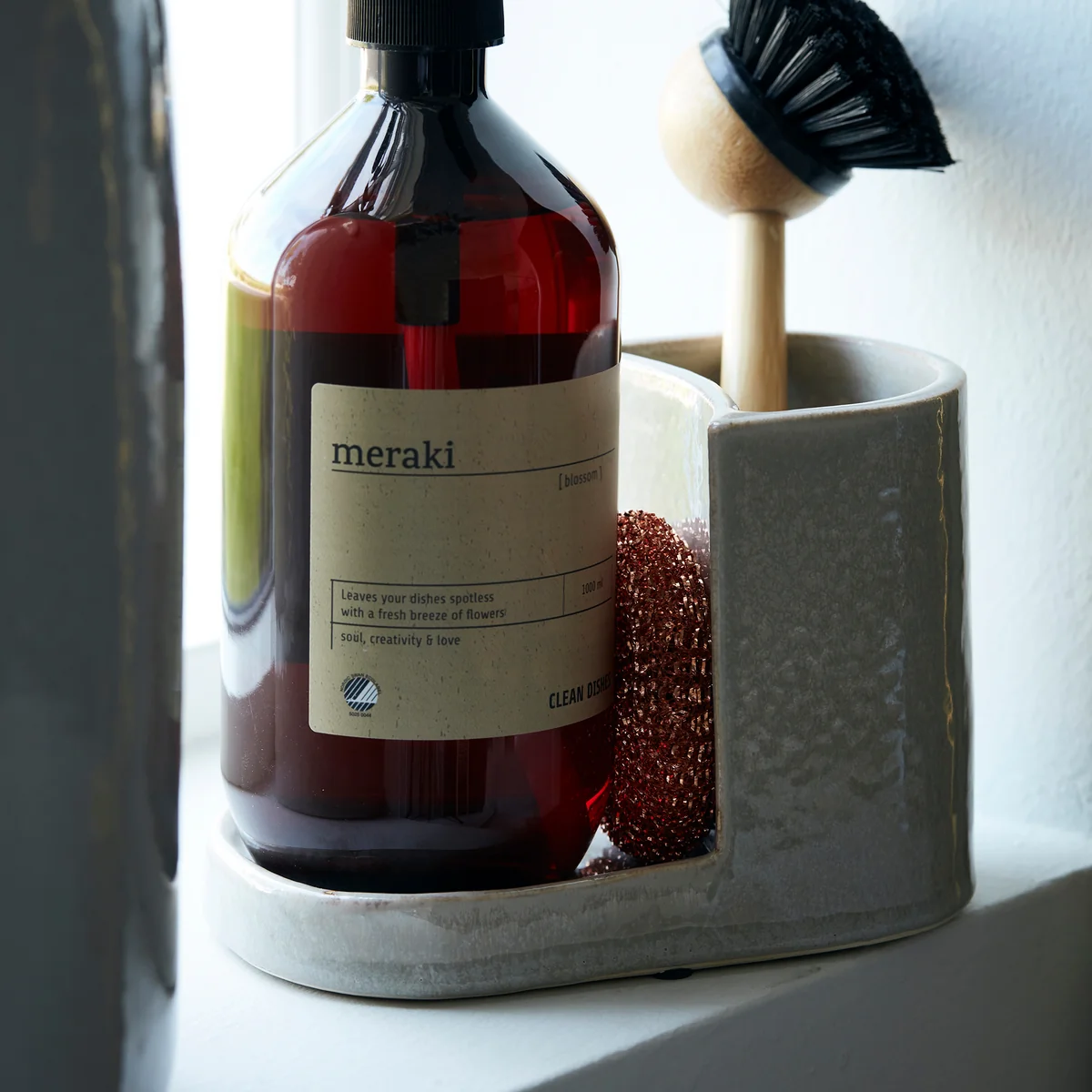 Meraki - Ordnungssystem für Spülmittel und Spülbürste Datura, shellish grey