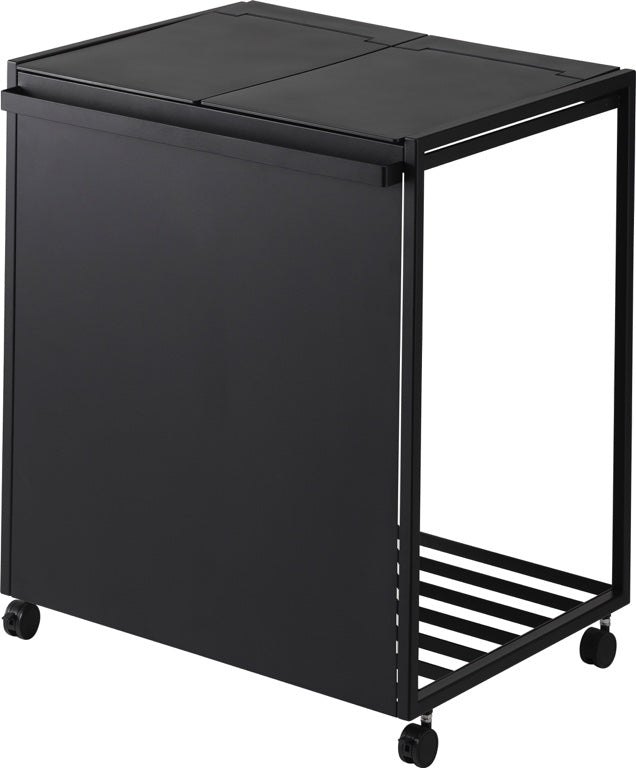 Yamazaki Afvalscheidingsprullenbak met wielen - 2 comp - Tower - Zwart