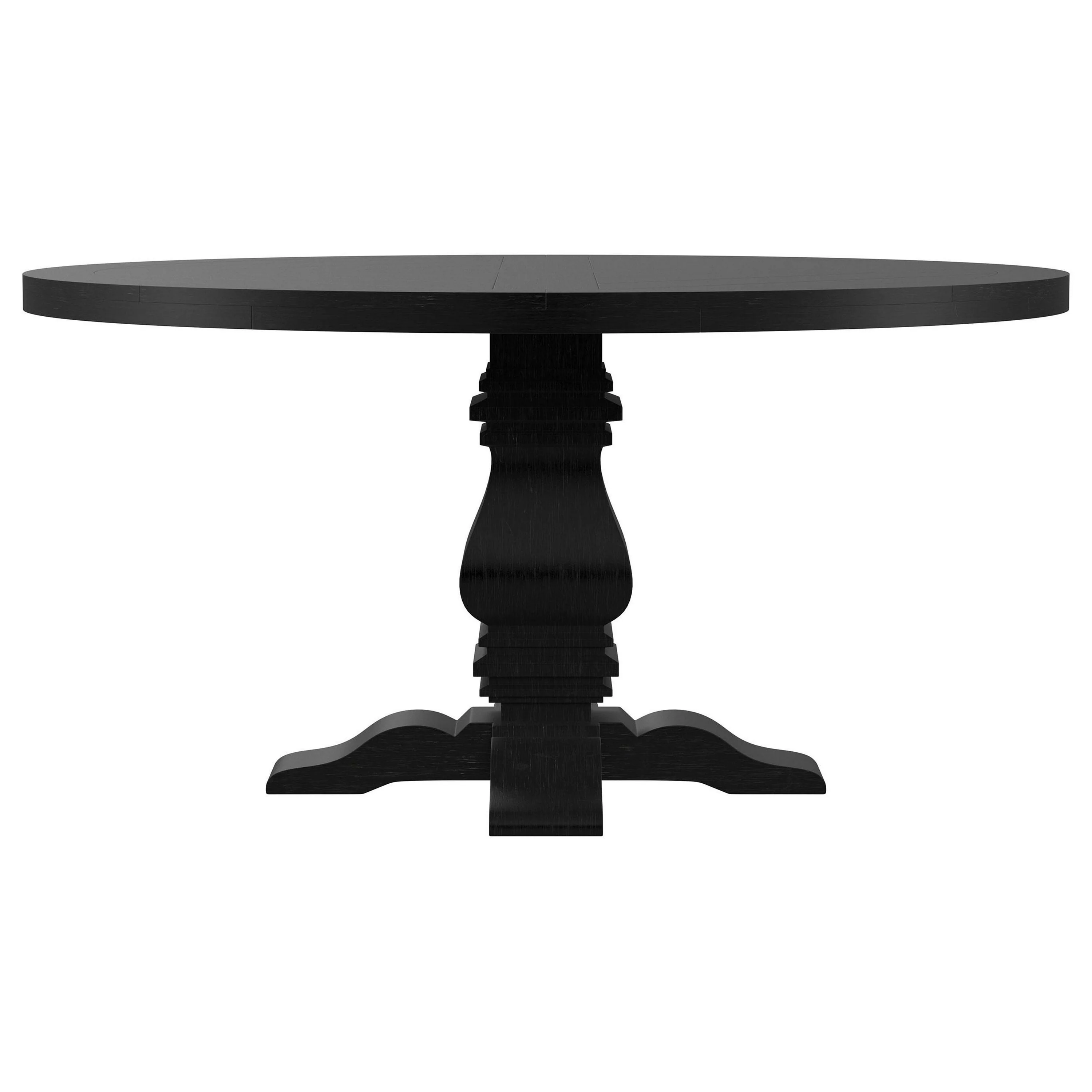 Som Dining Table with Pedestal Base, Antique Style Black 60 Inch Round