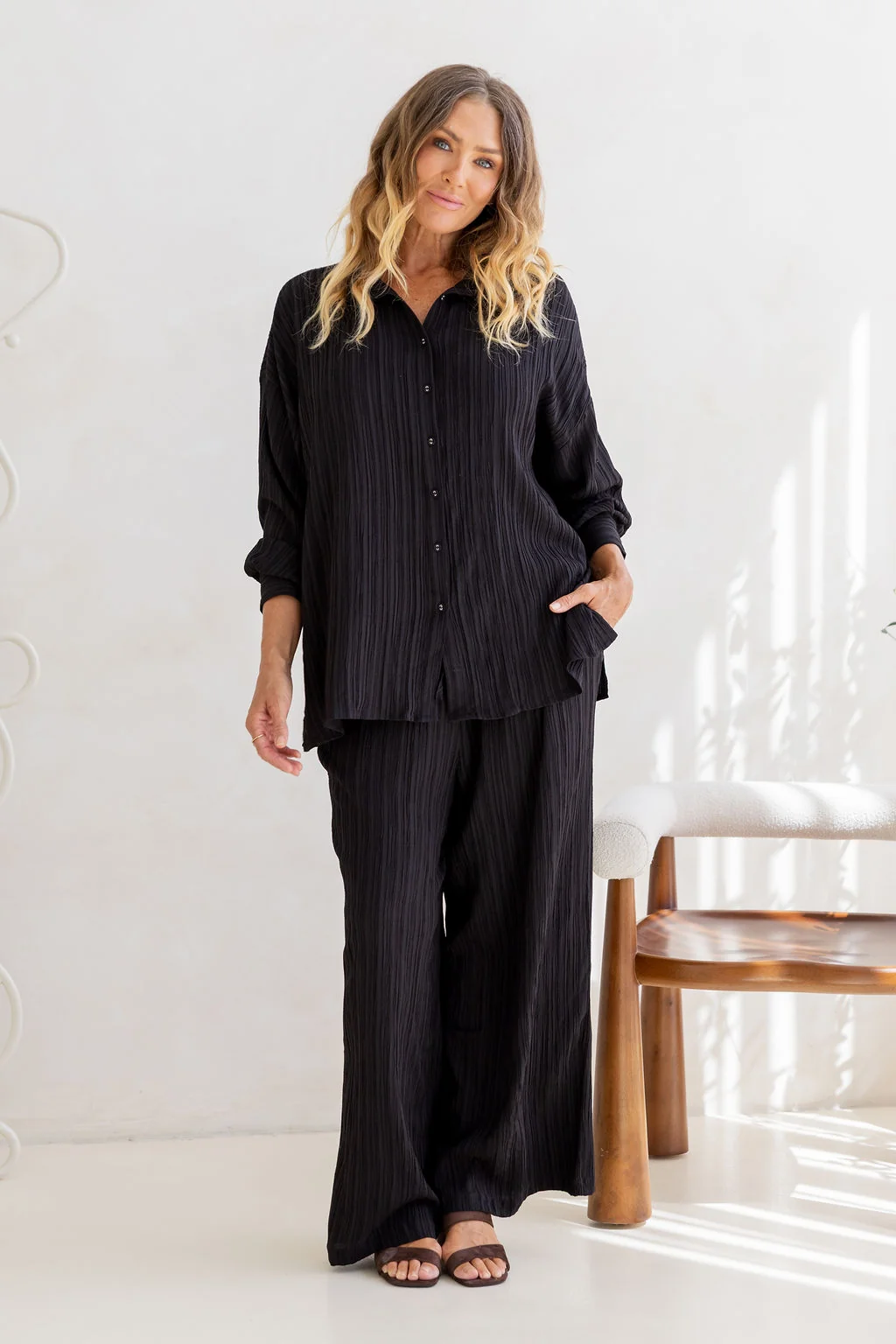 Camille Shirt in Textured Black