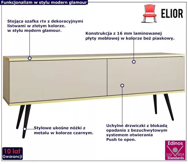 Stojąca szafka rtv beż piaskowy   czarny - Zeren