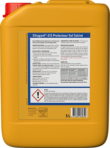 Imperméabilisant Sika Sikagard protection sol satiné 5 L