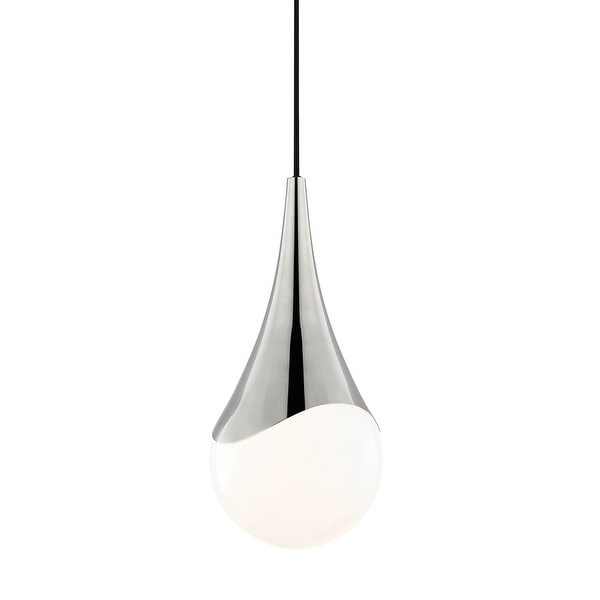 Mitzi by Hudson Valley Ariana 1-light Polished Nickel Small Pendant, Opal Glossy Glass